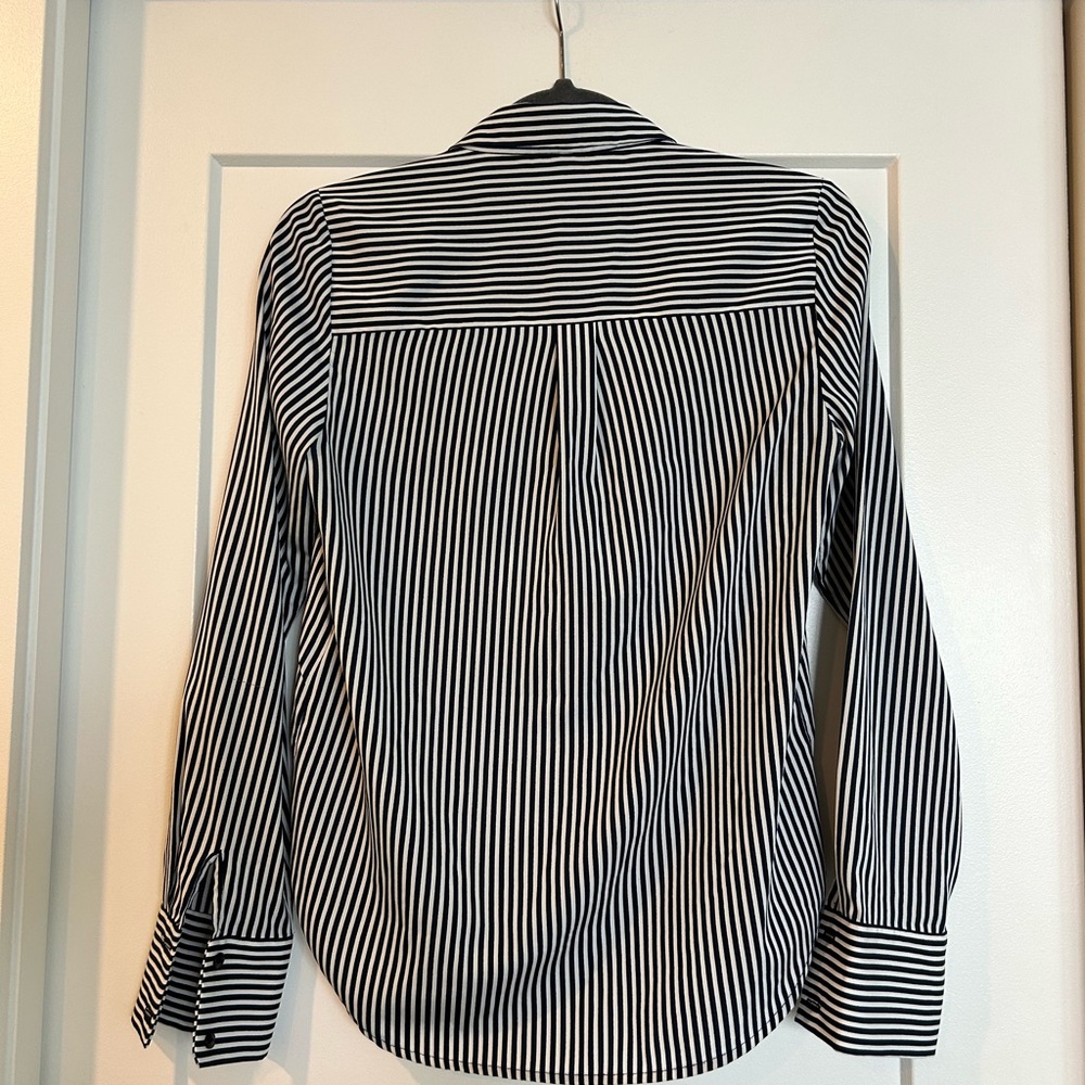 Navy and White Striped Button-Up Shirt - Picture 2 of 3